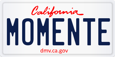 CA license plate MOMENTE