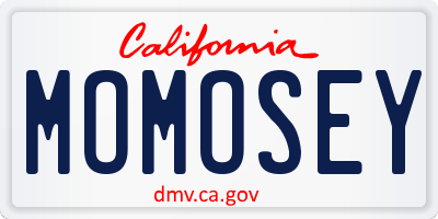 CA license plate MOMOSEY