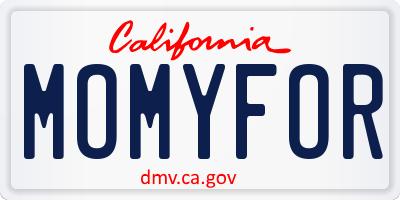 CA license plate MOMYFOR