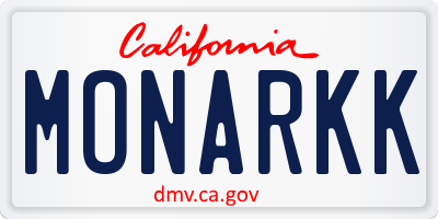 CA license plate MONARKK