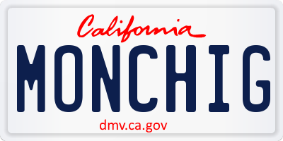 CA license plate MONCHIG