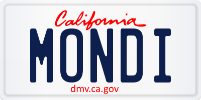 CA license plate MONDI