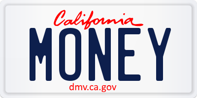 CA license plate MONEY