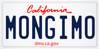 CA license plate MONGIMO