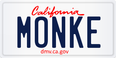 CA license plate MONKE