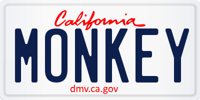 CA license plate MONKEY