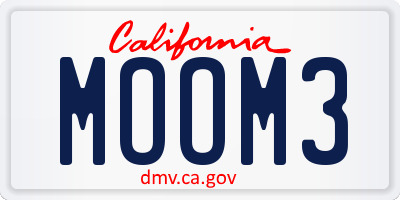 CA license plate MOOM3