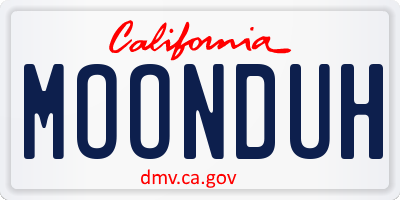 CA license plate MOONDUH