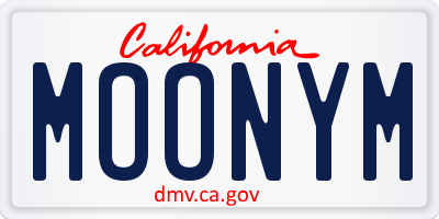 CA license plate MOONYM