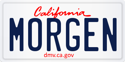 CA license plate MORGEN