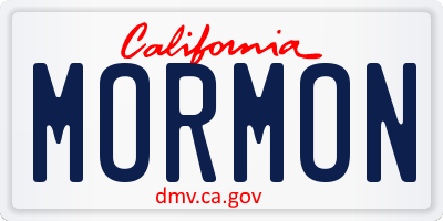 CA license plate MORMON