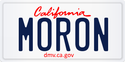 CA license plate MORON