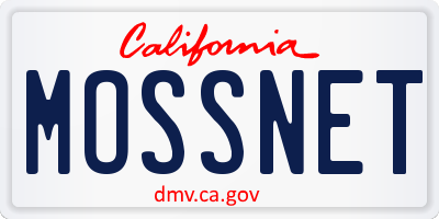 CA license plate MOSSNET