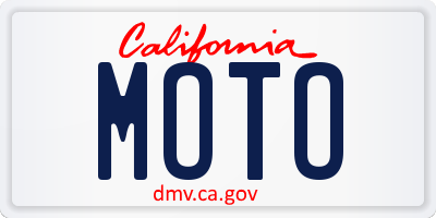 CA license plate MOTO