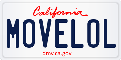 CA license plate MOVELOL