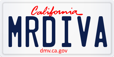 CA license plate MRDIVA