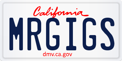CA license plate MRGIGS