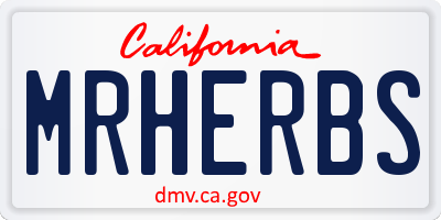 CA license plate MRHERBS