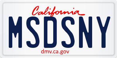 CA license plate MSDSNY