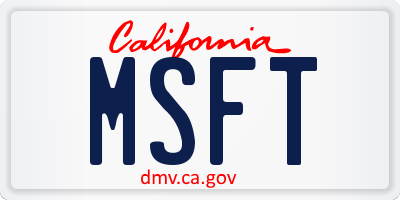 CA license plate MSFT