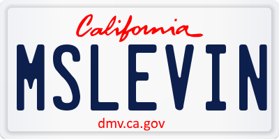 CA license plate MSLEVIN