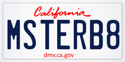 CA license plate MSTERB8