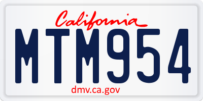 CA license plate MTM954