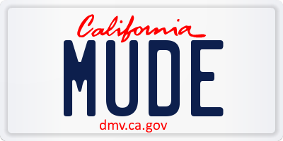 CA license plate MUDE