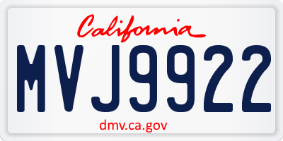 CA license plate MVJ9922