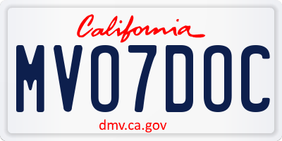 CA license plate MVO7DOC