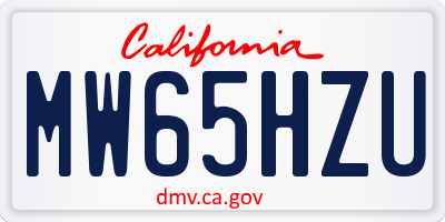 CA license plate MW65HZU