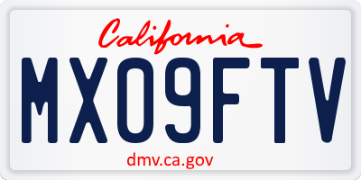 CA license plate MX09FTV