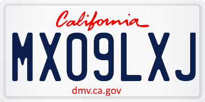 CA license plate MX09LXJ