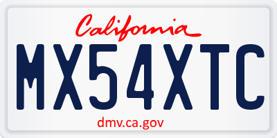 CA license plate MX54XTC