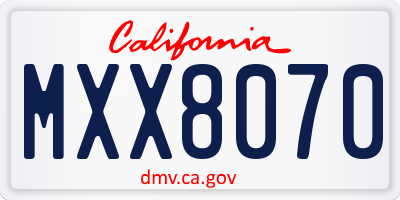 CA license plate MXX8070