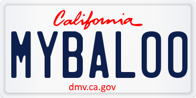 CA license plate MYBALOO