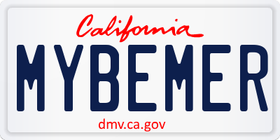 CA license plate MYBEMER