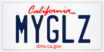 CA license plate MYGLZ