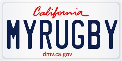 CA license plate MYRUGBY