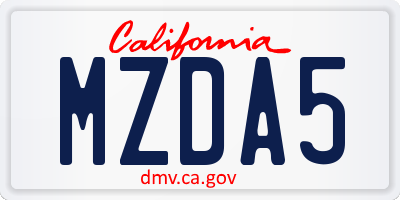 CA license plate MZDA5