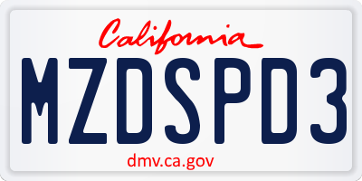 CA license plate MZDSPD3
