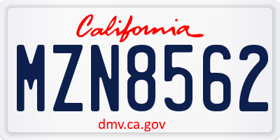 CA license plate MZN8562