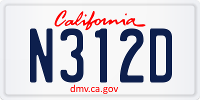 CA license plate N312D