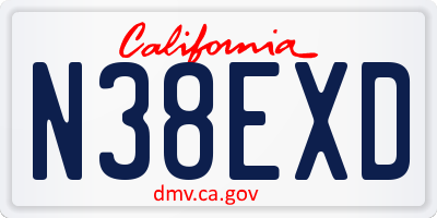 CA license plate N38EXD