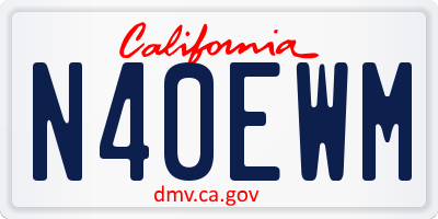 CA license plate N40EWM