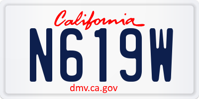 CA license plate N619W