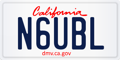 CA license plate N6UBL