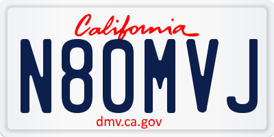 CA license plate N80MVJ