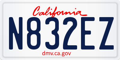 CA license plate N832EZ