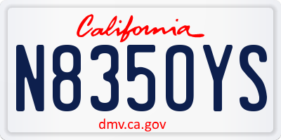 CA license plate N835OYS